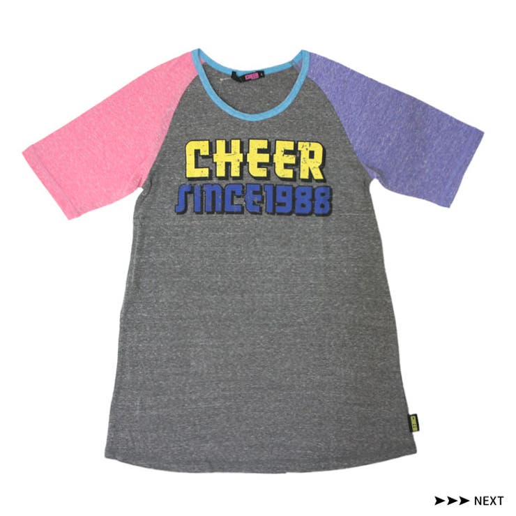ワンピース【CHEER】[チアー]クラック風ロゴプリントラグランミニワンピ【おしゃれかわいいタンクコーデダンス衣装ロゴ大人レディースキッズジュニアスポーツフィットネス韓国子供服カジュアル】