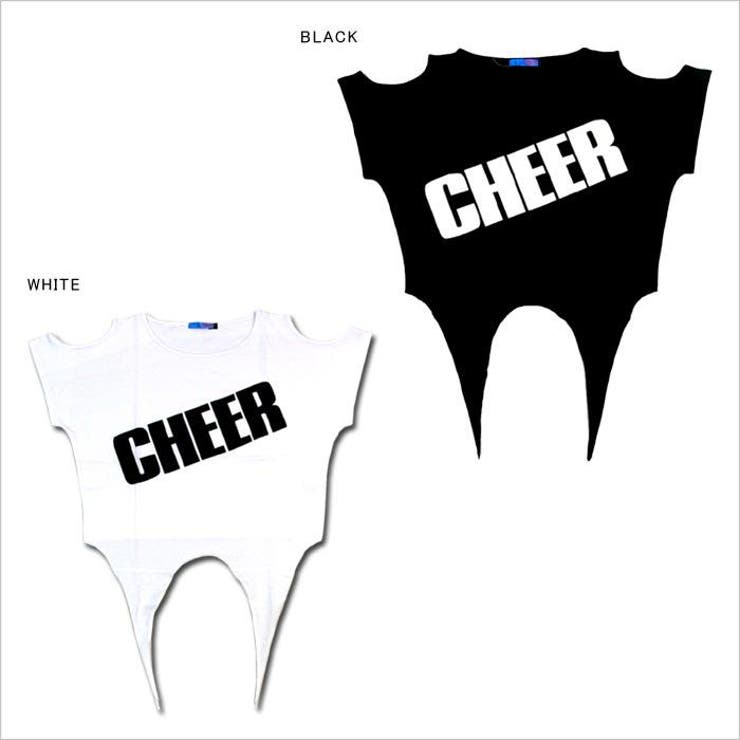 【CHEER】CHEERロゴプリント肩あきデザイン前結びトップス