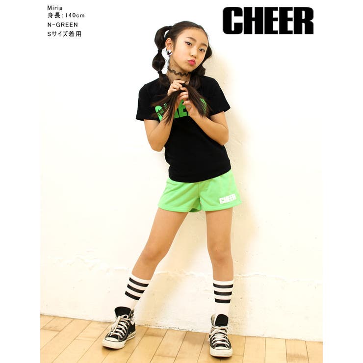 【CHEER】[チアー]ヒップロゴスウェットショートパンツ(チアパン)【ネオンカラー】【レディースキッズダンススポーツジム衣装ヒップホップジャズレッスン着】