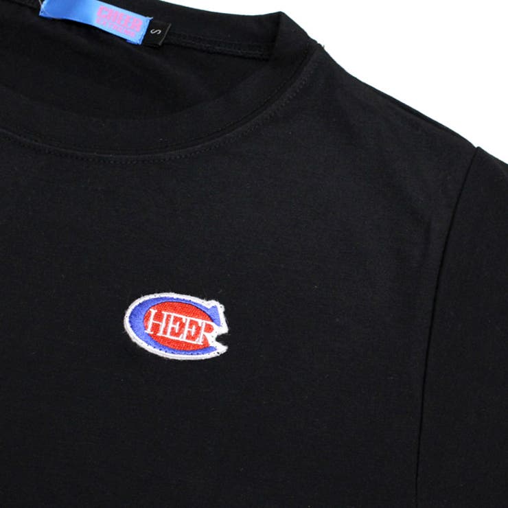 ショートTシャツ【CHEER】[チアー]ワンポイントワッペンロゴショート丈TEE【ダンス衣装ヒップホップおしゃれかわいいプチプラへそ出しチアレディースキッズジュニアスポーツアスレジャーフィットネスヨガ】【ショート丈T】