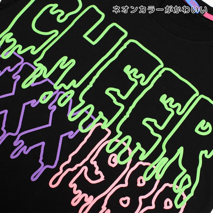 tシャツ大きめ【CHEER】[チアー]ネオンプリントBIGTEE【ダンス衣装ヒップホップチアロゴストライプレディースキッズジュニアスポーツミックスアスレジャージムウェアフィットネスヨガTシャツ子供服】【ビッグT】