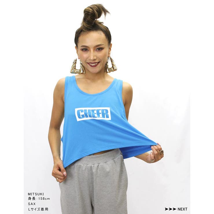 ショートタンク【CHEER】[チアー]ボックスロゴショート丈タンクトップ【ダンス衣装チアノースリーブショートタンク大きめロゴレディースジュニアキッズズンバピラティスレッスン着シンプルおしゃれ韓国子供服】