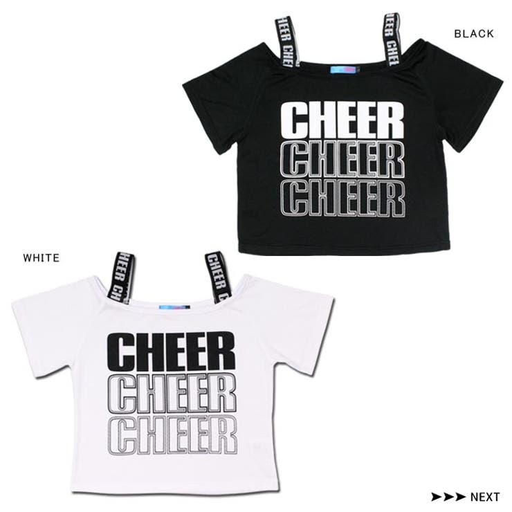 最大1000円クーポンショートトップス【CHEER】[チアー]オフショルダーショートトップス【ダンスヒップホップチアおしゃれレッスン着ショート丈肩だしへそ出し半袖レディースキッズジュニア韓国子供服】