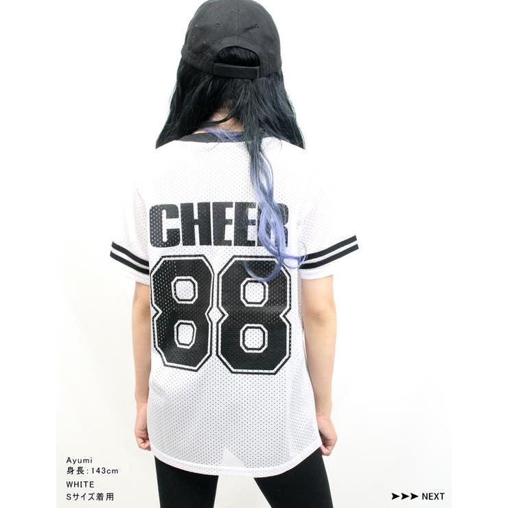 Tシャツ大きめ【CHEER】[チアー]スポーツメッシュナンバリングBIGTEE【ダンス衣装ヒップホップビッグシルエットゆったりチアレッスン着ロゴレディースキッズジュニア韓国子供服おしゃれかわいい】【ビッグT】