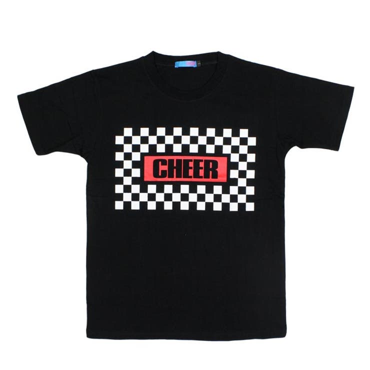 Tシャツ大きめ【CHEER】[チアー]チェッカーフラッグボックスロゴBIGTEE【ダンス衣装ヒップホップビッグシルエットゆったりチアレッスン着市松模様レディースキッズジュニア韓国子供服おしゃれかわいい】【ビッグT】