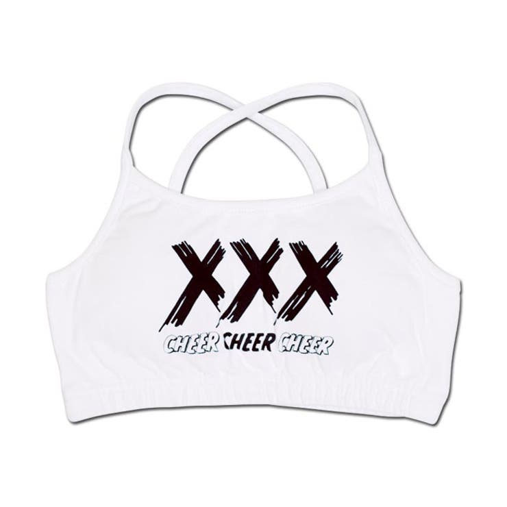 スポーツブラ【CHEER】[チアー]XXXスポーツブラトップ【ダンス衣装チアレッスン着カップ付きインナースポブラキッズ中学生ランニングレディースキッズジュニアおしゃれ韓国子供服】
