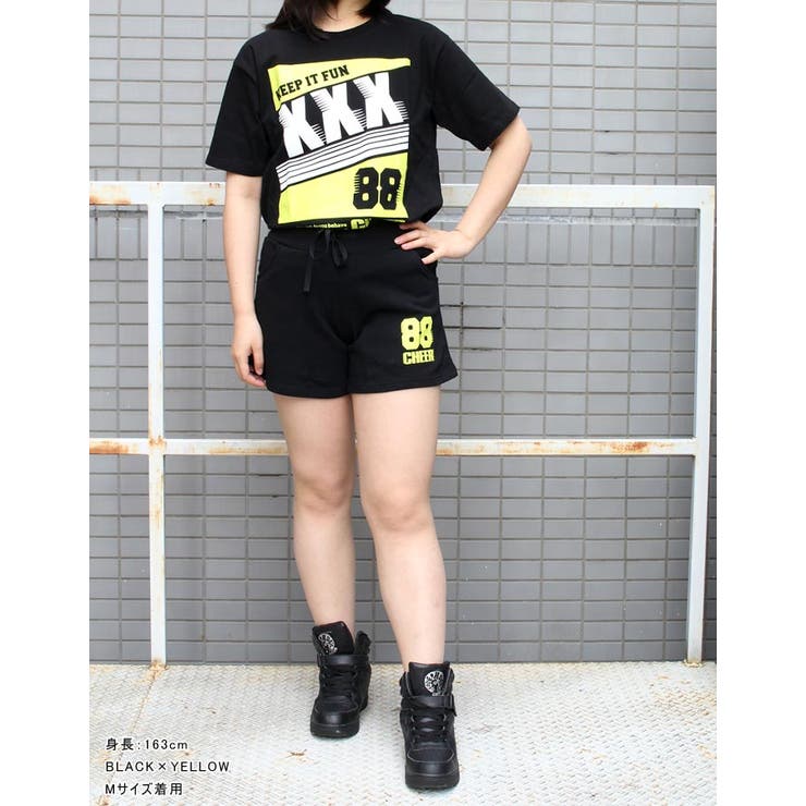 ちあぱん【CHEER】[チアー]ナンバリングロゴスウェットショートパンツ【ネオンカラー裏毛チアキッズダンス衣装ヒップホップサイドラインレッスン着ジャズショーパン短パンおしゃれレディースジュニア韓国子供】