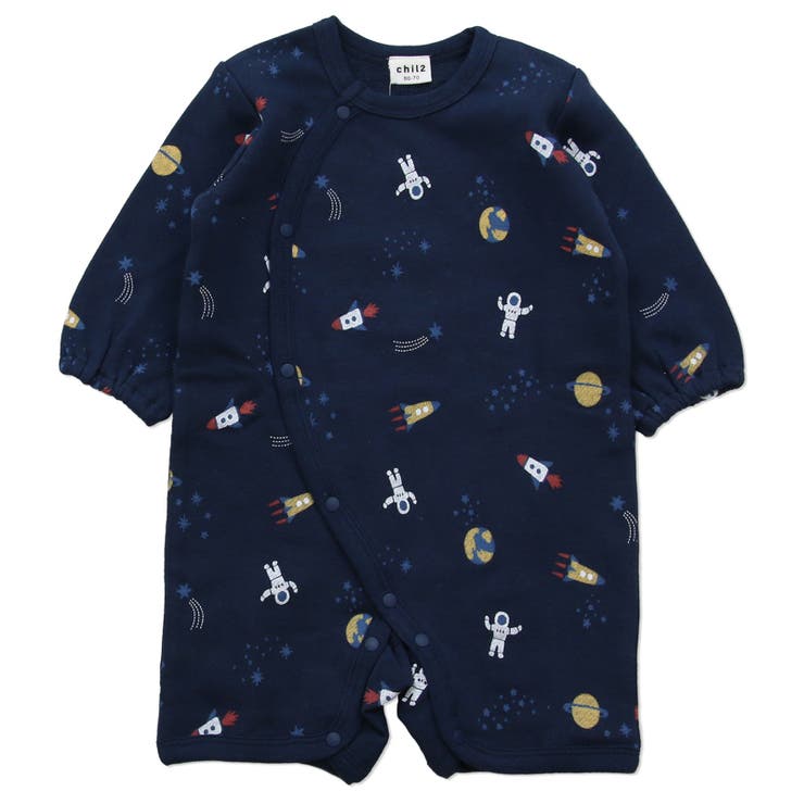 D宇宙/ネイビー | 子供服 長袖 カバーオール | chil2