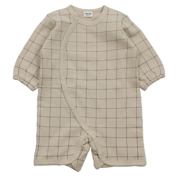 Gウィンドウペン/クリーム | 子供服 長袖 カバーオール | chil2