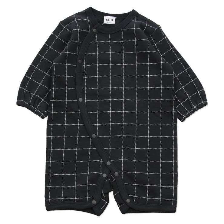 Hウィンドウペン/チャコール | 子供服 長袖 カバーオール | chil2