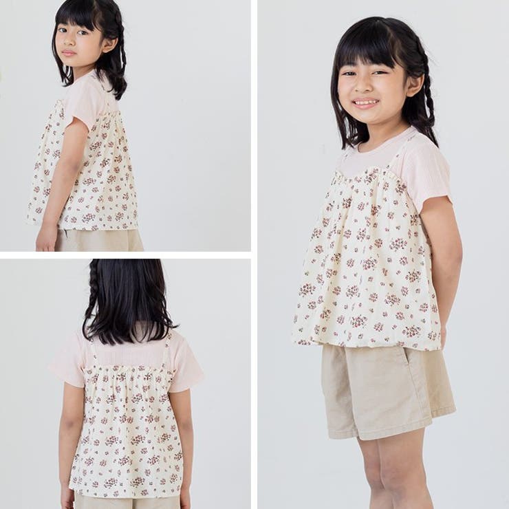 総柄キャミ付き半袖Tシャツ