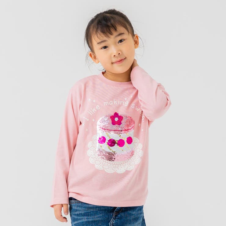 Eケーキ/ピンク】スパンコール 長袖Tシャツ 子供服[品番：HU000003667]｜chil2（チルツー）の キッズファッション通販｜SHOPLIST（ショップリスト）