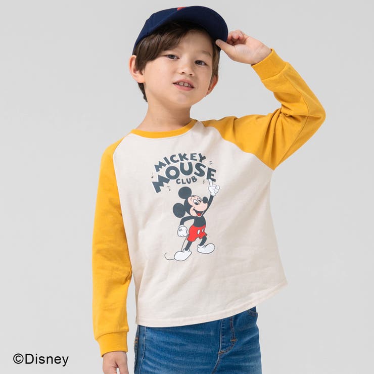 マスタード | ミッキーマウス 長袖 Tシャツ | chil2