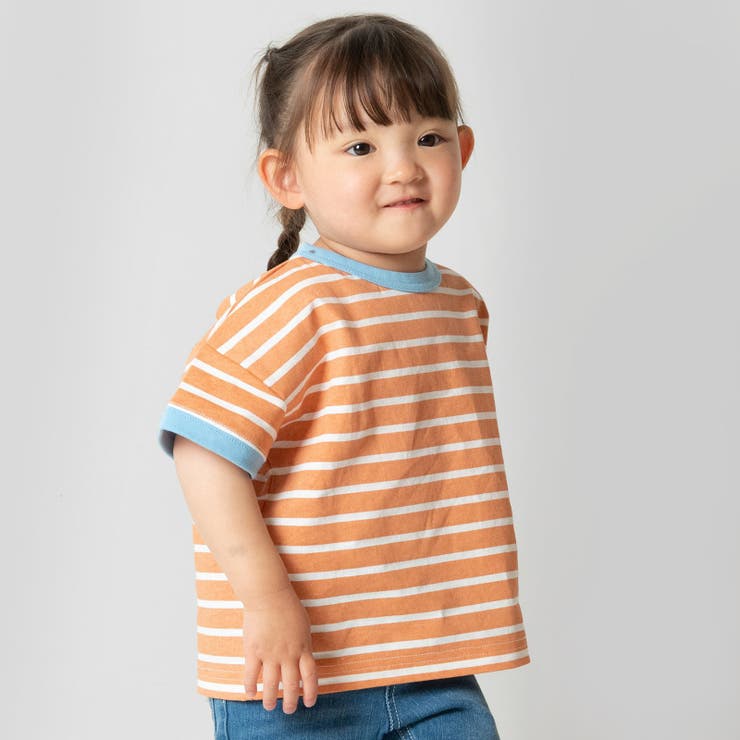 Bオレンジ | 子供服 ボーダー 半袖 | chil2