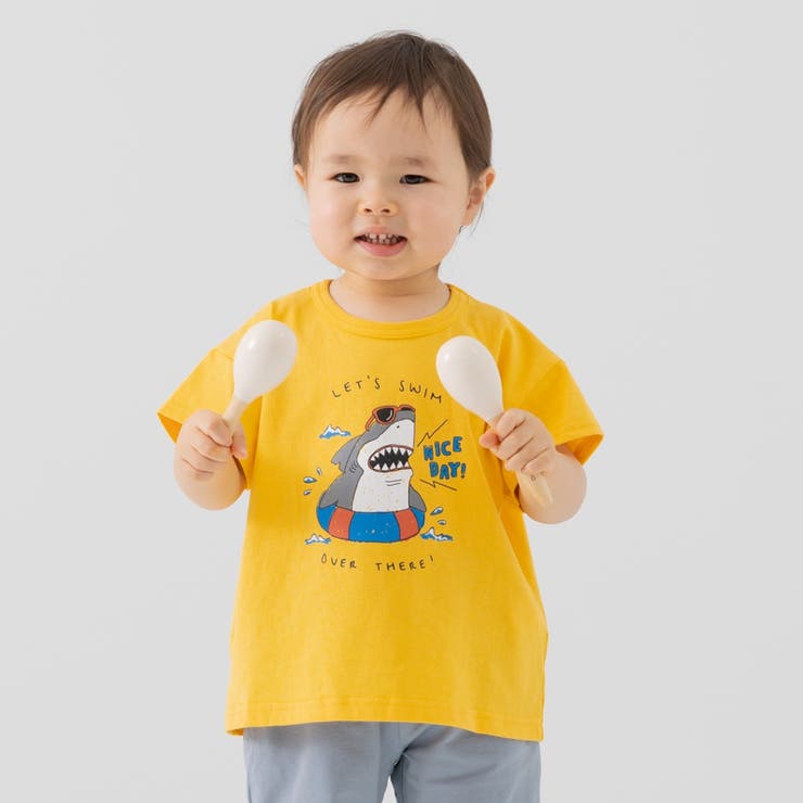 Bサメ/イエロー | キッズ 半袖 Tシャツ | chil2