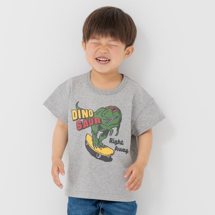 C恐竜/杢グレー | キッズ 半袖 Tシャツ | chil2