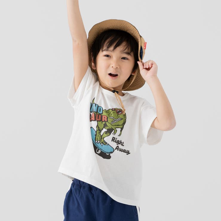 D恐竜/ホワイト | キッズ 半袖 Tシャツ | chil2