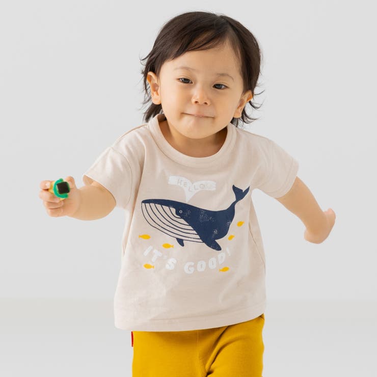 Eクジラ/クリーム | キッズ 半袖 Tシャツ | chil2