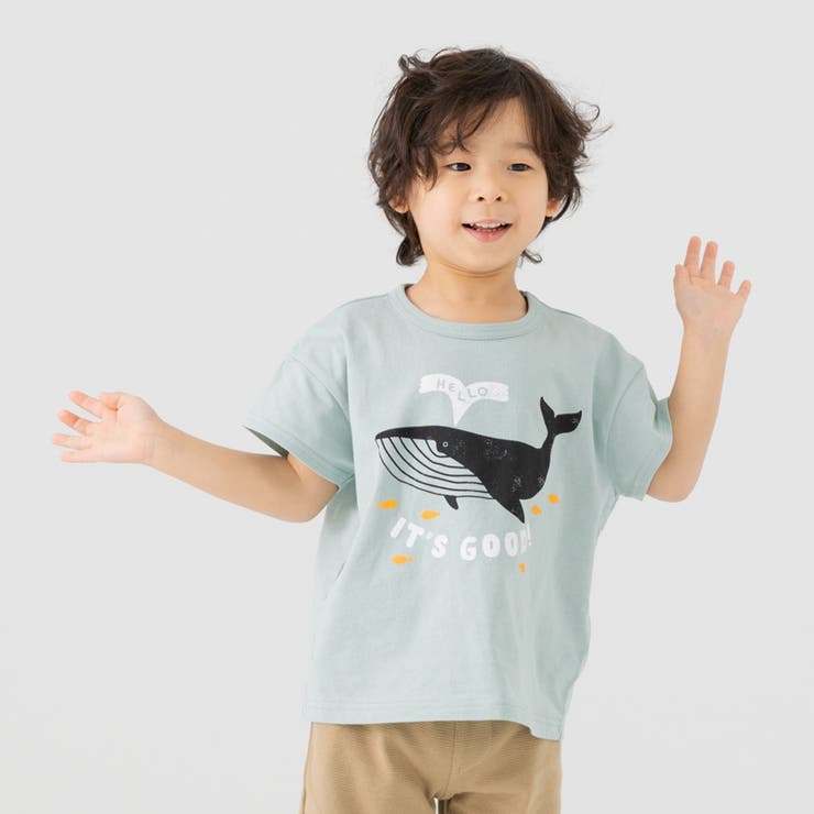Fクジラ/ミント | キッズ 半袖 Tシャツ | chil2