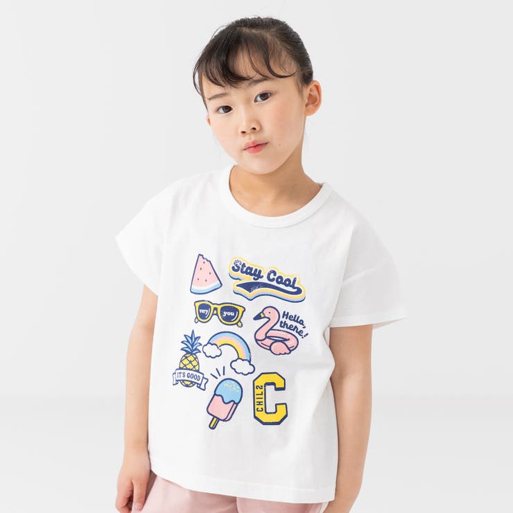 Oワッペン風/ホワイト | キッズ 半袖 Tシャツ | chil2