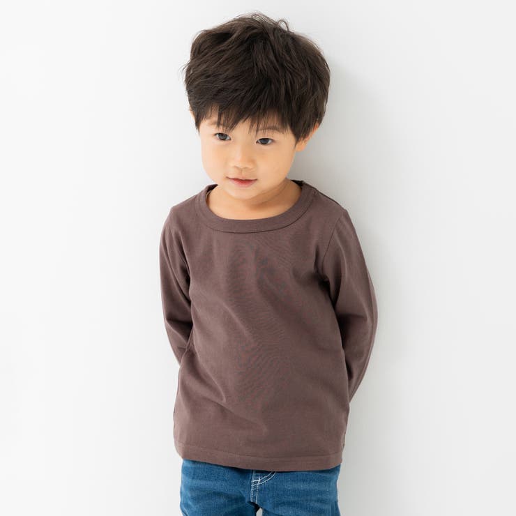 ブラウン | 綿100％ 無地 長袖Tシャツ | chil2
