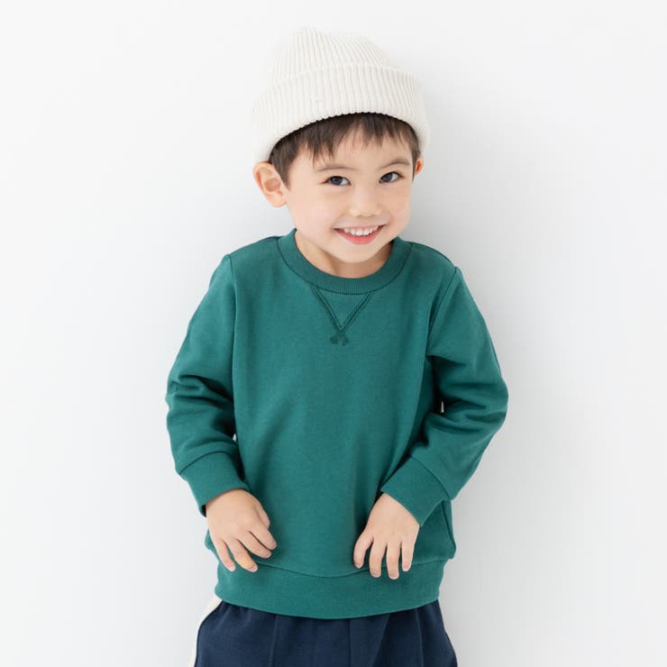 グリーン | 綿100% 無地トレーナー キッズ | chil2