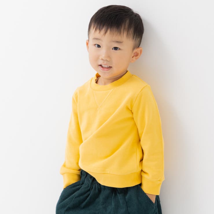 イエロー | 綿100% 無地トレーナー キッズ | chil2