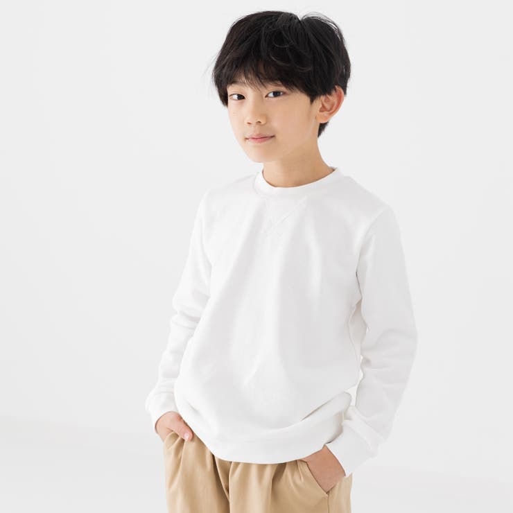 ホワイト | 綿100% 無地トレーナー キッズ | chil2