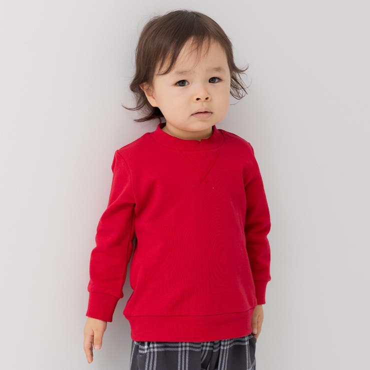 レッド | 綿100% 無地トレーナー キッズ | chil2