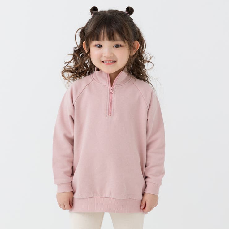 スモークピンク | 綿100% ハーフジップ トレーナー | chil2