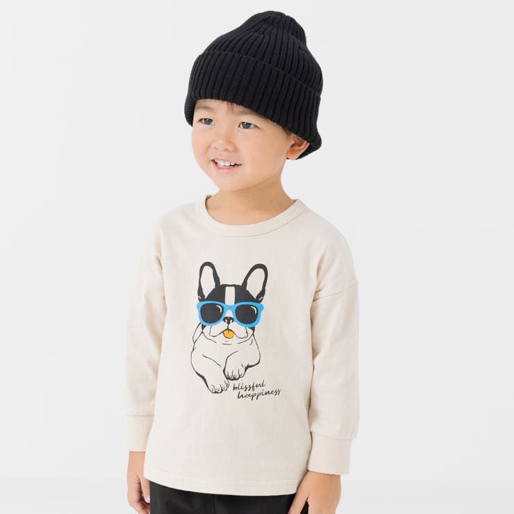 Gいぬ/クリーム | 綿100％ プリント 長袖Tシャツ | chil2