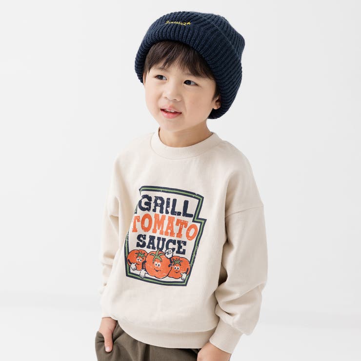 Oトマトソース/クリーム | 綿100% プリントトレーナー キッズ | chil2