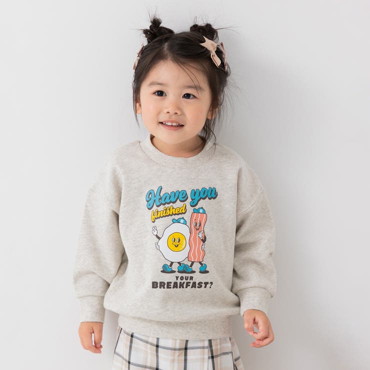 Eベーコンエッグ/オートミール | 綿100% プリントトレーナー キッズ | chil2