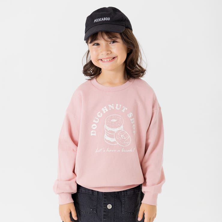 Jドーナツ/スモークピンク | 綿100% プリントトレーナー キッズ | chil2
