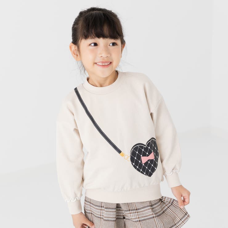 Aポシェット/クリーム | 綿100% 袖メロウ プリントトレーナー | chil2