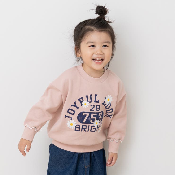 Jカレッジロゴ/スモークピンク | 綿100% 袖メロウ プリントトレーナー | chil2