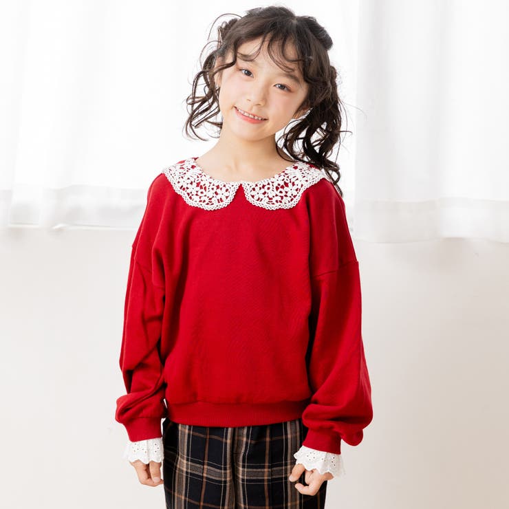 ワインレッド | レース トレーナー キッズ | chil2