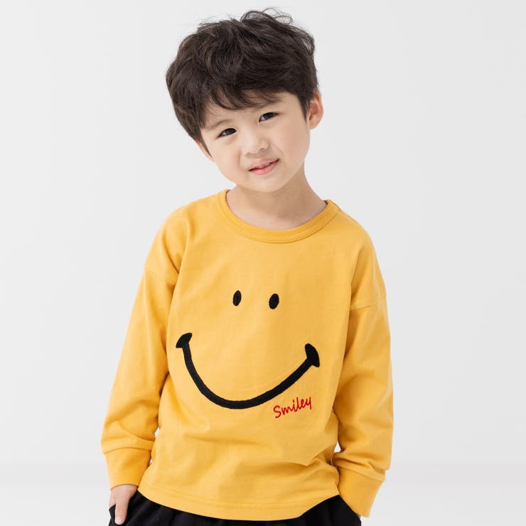 イエロー | スマイリーフェイス Tシャツ 長袖 | chil2