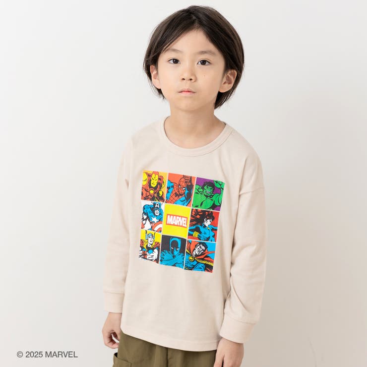 Aアベンジャーズ/クリーム | マーベル キャラクター ロンT | chil2
