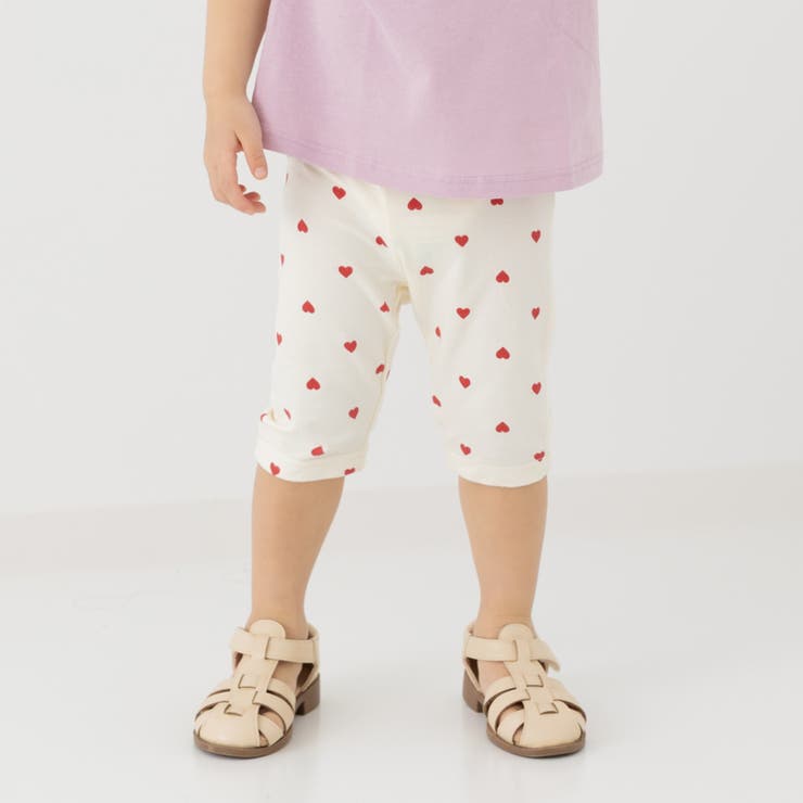 Kハート/クリーム | キッズ 5分丈 レギンス | chil2