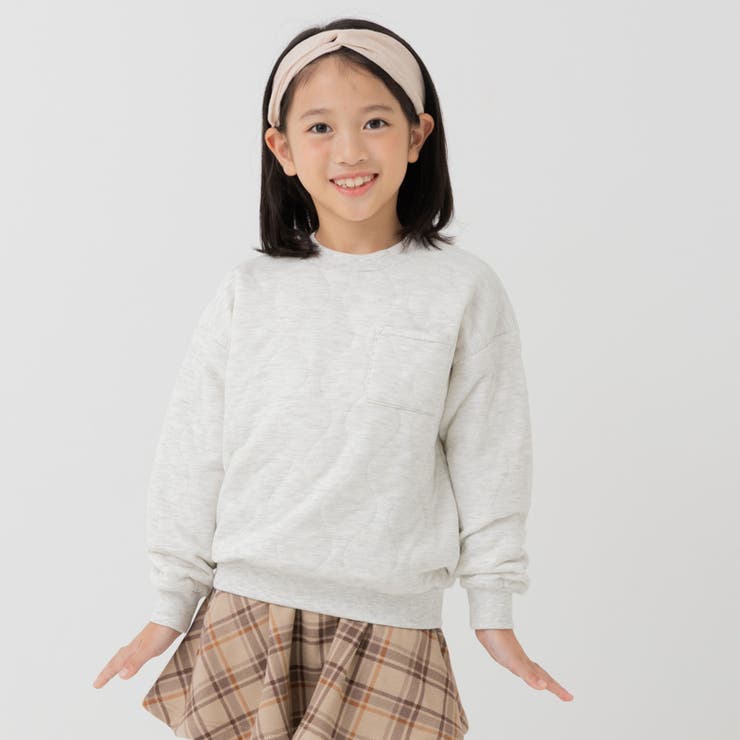 オートミール | ニットキルト トレーナーキッズ 無地 | chil2