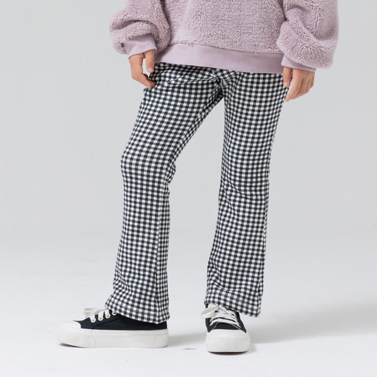 Fギンガム/ブラック | 裏起毛 フレアパンツ キッズ | chil2
