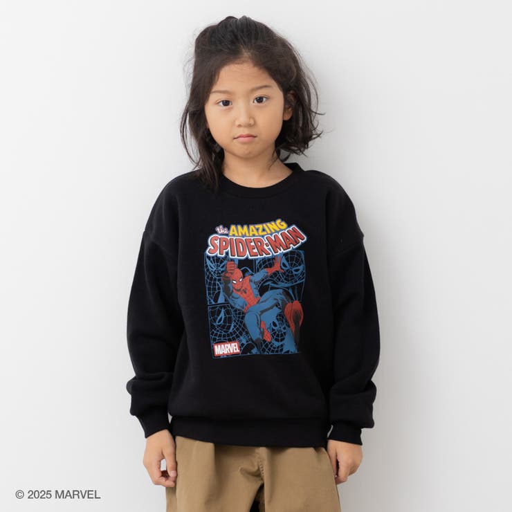 Bスパイダーマン/ブラック | マーベル 裏起毛 トレーナー | chil2