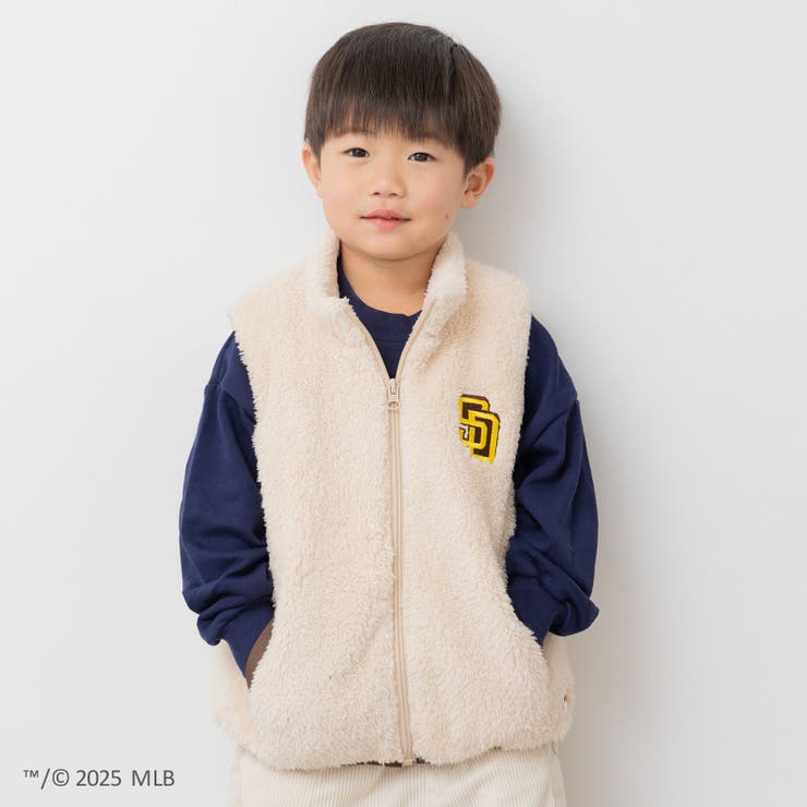 パドレス/ベージュ | MLB 刺繍ロゴ ボアベスト | chil2