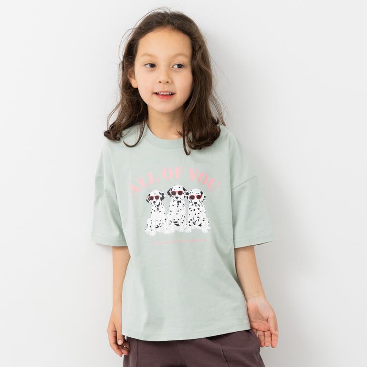 Aドッグ/ミント | ビッグシルエット プリント 半袖Tシャツ | chil2