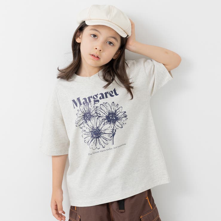 Jフラワー/オートミール | ビッグシルエット プリント 半袖Tシャツ | chil2