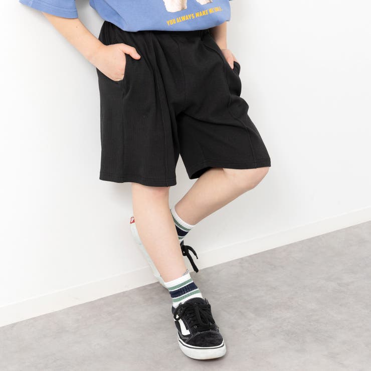 ブラック | ピンタック ハーフパンツ ストレッチ | chil2