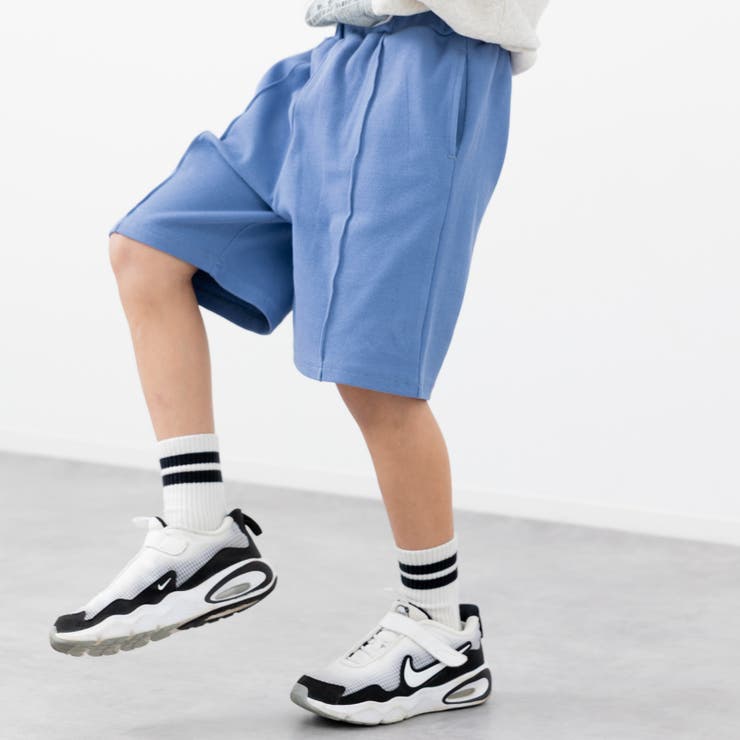 スモークブルー | ピンタック ハーフパンツ ストレッチ | chil2