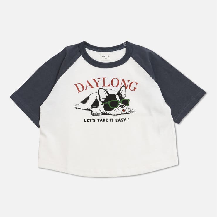 Bフレンチブル/チャコール | プリント ラグラン 半袖Tシャツ | chil2