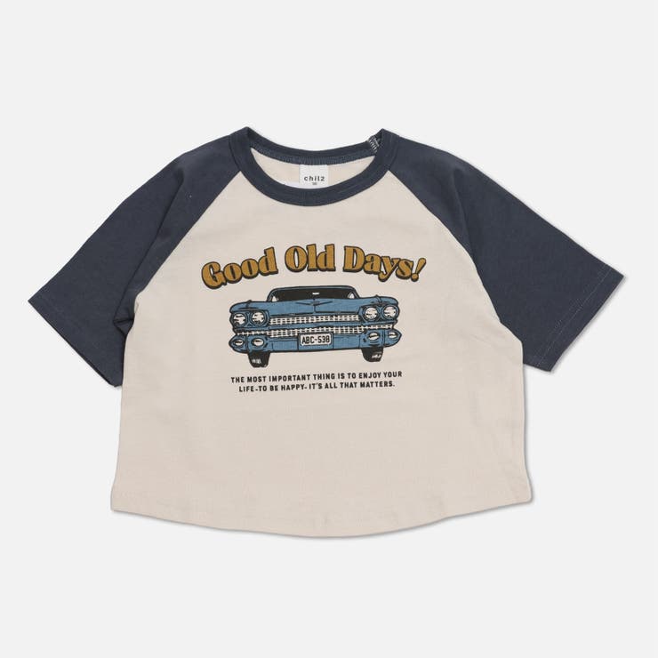 Eヴィンテージカー/チャコール | プリント ラグラン 半袖Tシャツ | chil2